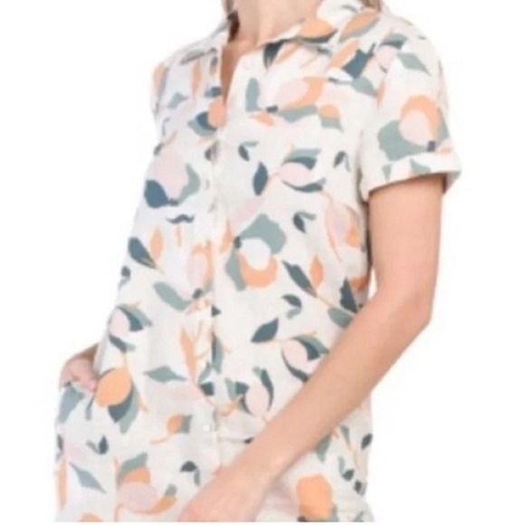 Rachel Zoe Women's Linen Floral Button Front Short Mini Shirt Dress White Size M - Picture 2 of 7